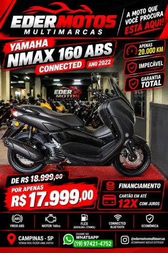 YAMAHA NMAX 160 ABS 2022 Preta impecavel com 20.000km e damos garantia total