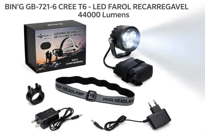 Farol Bike / Headlamp BIN'G CREE T6 44000 Lumens - Recarregável - Pouco Uso - Bauru