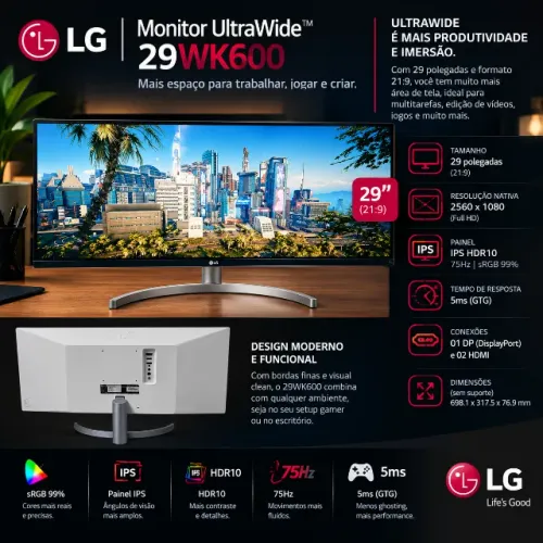  MONITOR LG ULTRAWIDE 29? ? MODELO 29WK600