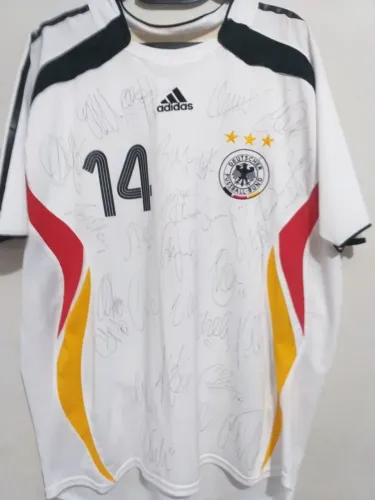Camisa Alemanha Copa Mundo 2006 #14 Asamoah Jogo Autografada Elenco Certificada