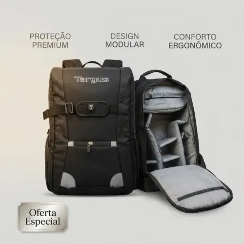Mochila Profissional Targus para Câmera DSLR e Notebook - Impecável!