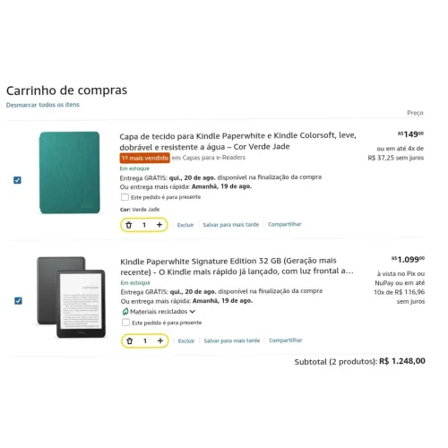 Kindle Paperwhite Geração 12 Signature Edition Com 32gb e Capa magnética original inclusa 