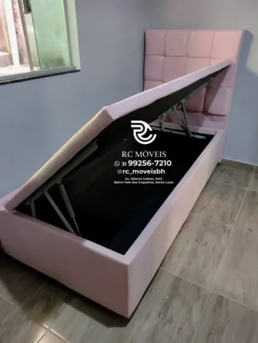 Cama box Baú Tamanho solteiro 88x1.88 Blindado com Pistão a Gás