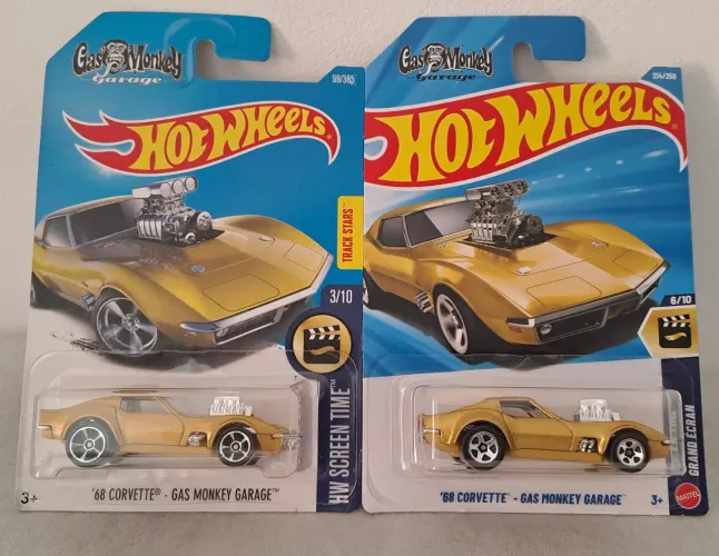 @* MT 2 Versões Diferentes '68 Corvette Gas Monkey Garage Hot Wheels Lacrados no Blister