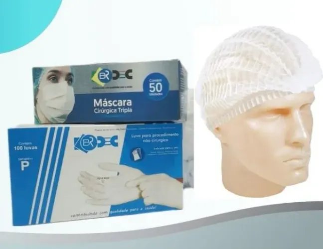 Kit EPIs Luva, máscara e touca