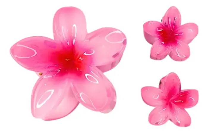 presilha kit 3 piranha prendedor cabelo petalas flor moda tendencia cor rosa