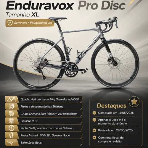 Bicicleta Enduravox Pro Disc Tamanho XL Seminova com Grupo Shimano Sora