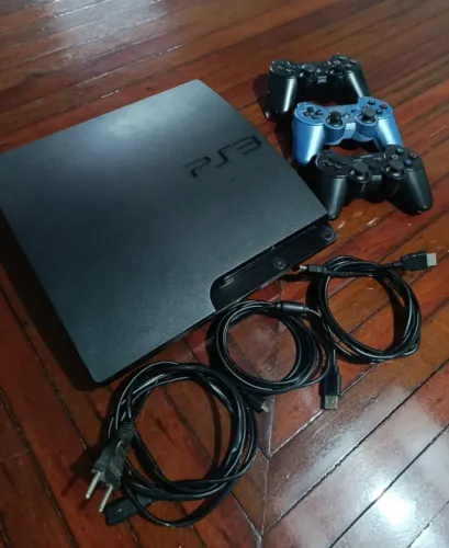 Ps3 Slim Desbloqueado+3 Controles+Jogos instalados