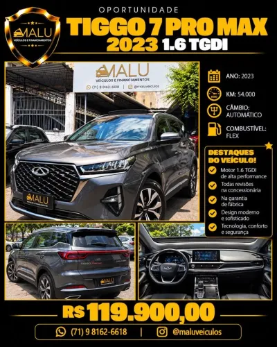 Chery Tiggo 7 Pro MAX Drive 1.6 Turbo 16V Aut. 2023