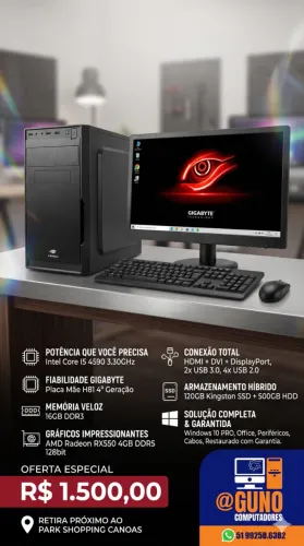 Computador Gamer I5 4590 + RX550 4GB + 16GB RAM