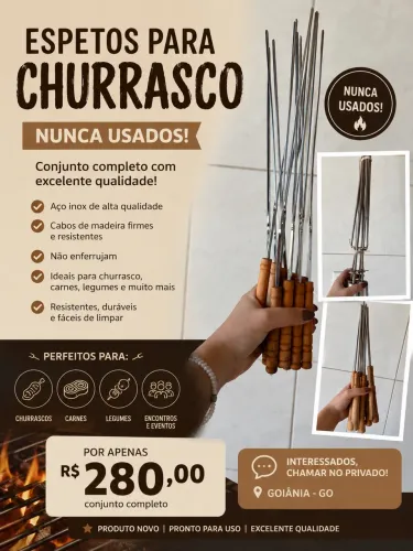 ESPETOS PARA CHURRASCO - NOVOS/NUNCA USADOS!