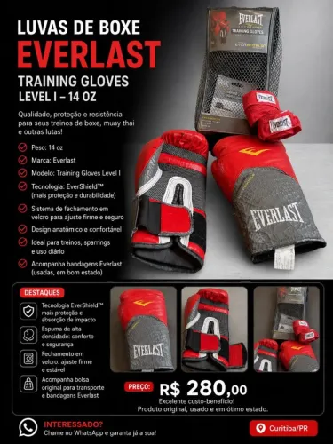 Luvas de boxe EVERLAST 14OZ - Vermelha