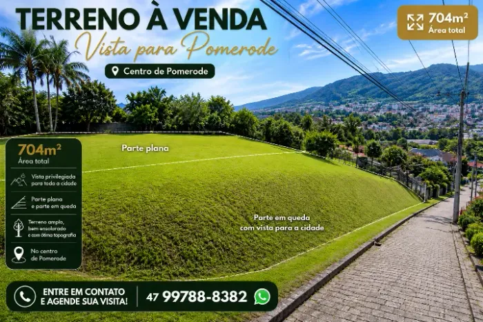 Terreno com melhor vista do alto da cidade com vista Panorâmica do Centro Pomerode S