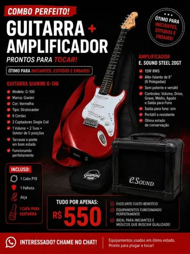 Guitarra Gianini g100 e amplificador