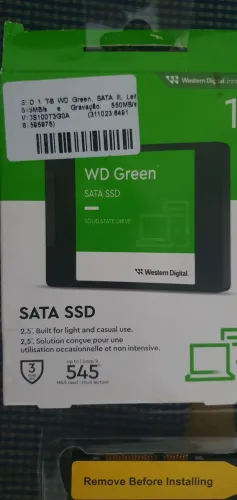SSD Western Digital (WD) Green SATA III de 1 TB, formato 2,5 polegadas