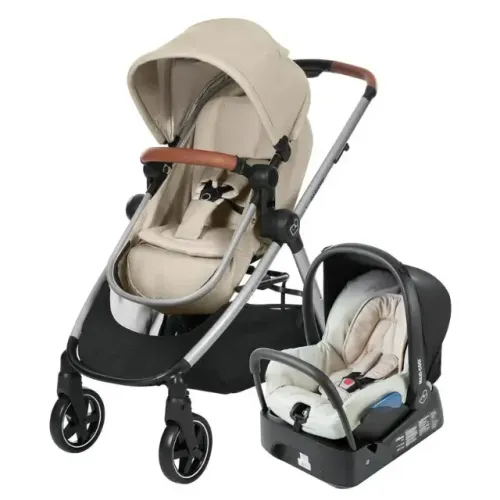Carrinho Maxi-cosi Anna bege com bebê conforto e base