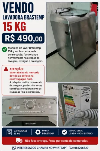 Lavadora Brastemp 15kg usada