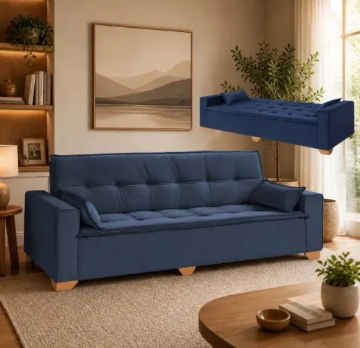 Sofá Cama Azul Versátil Plus 2,18 m