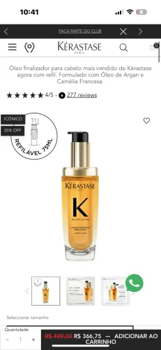 Kérastase Elixir Ultime L'Huile Originale, Óleo Capilar Nutrição Profunda, Brilho Proteção