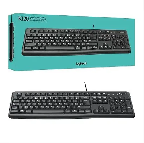 Teclado Logitech K120 com Fio - Preto - Tamanho Normal