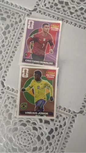 Figurinhas lendárias do Vini Jr e Cristiano Ronaldo