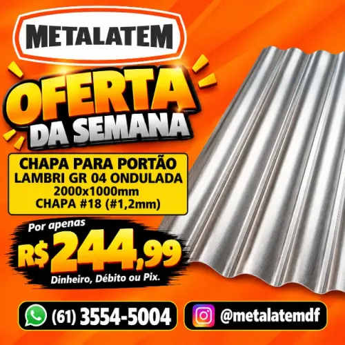 Chapa para Portão Lambri GR 04 Ondulada 2000x1000mm chapa (#18) (1,2mm)