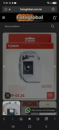 Caixa estanque prova d'água câmera  case WP DC 34 Canon