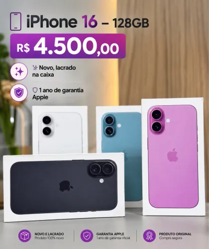 IPHONE 16 128 GB - LACRADO - 1 ANO GARANTIA