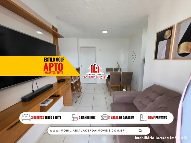 Condomínio Estilo Golf, Apartamento com 02 dormitórios sendo uma Suíte, 8º Andar, 59m² pri