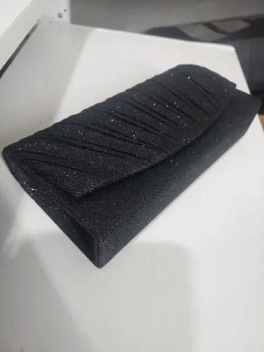 Bolsa de mão para festa preta com gliter