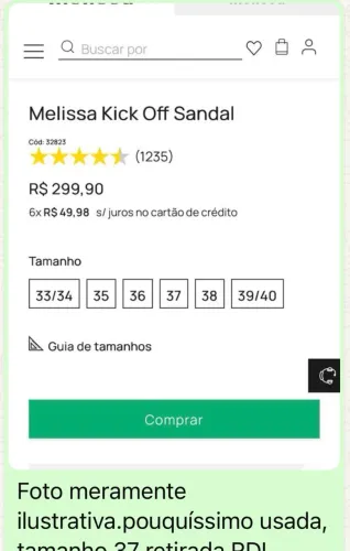 Sandália Melissa pouquíssimo usada