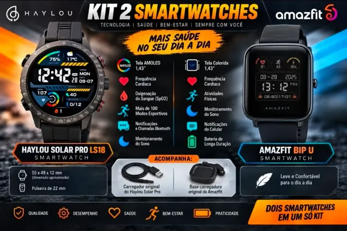 DESAPEGO - kit com 2 smartwatches haylou solar pro e amazfit