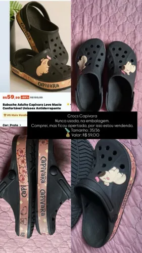 Crocs Capivara Nunca usada, na embalagem. Tamanho: 35/36 Valor: R$ 59,00