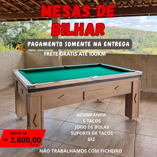 MESAS DE BILHAR DIRETO DA FÁBRICA COM CAMPO DE PEDRA E PAGAMENTO SOMENTE NA ENTREGA