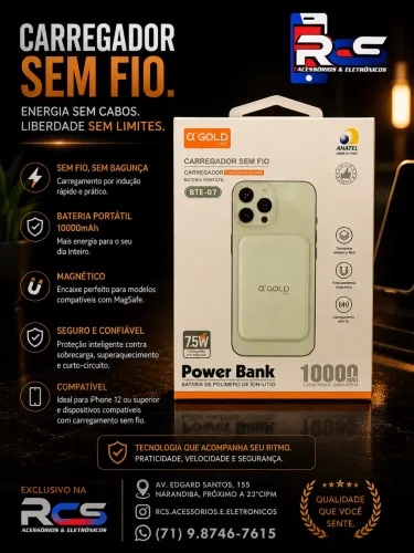 Carregador Portátil Por Indução 10000mah