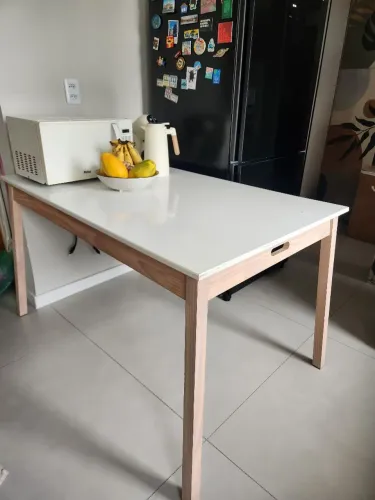 Mesa de jantar PALETBOX MESA 130X80 tok&stok retangular branca 4 lugares
