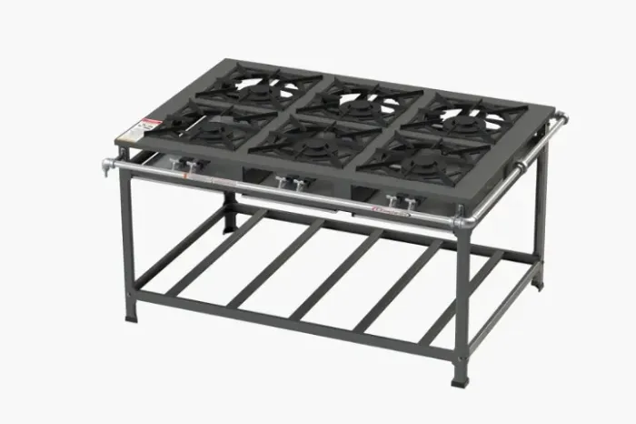 Fogão 6 Bocas Baixa Pressão 40x40 3 QD - Queimador Triplo e Mesa Estampada Itajobi Fogões