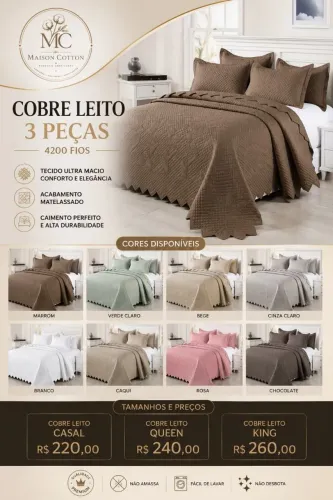 Cobre leito 3 peças 4200 fios