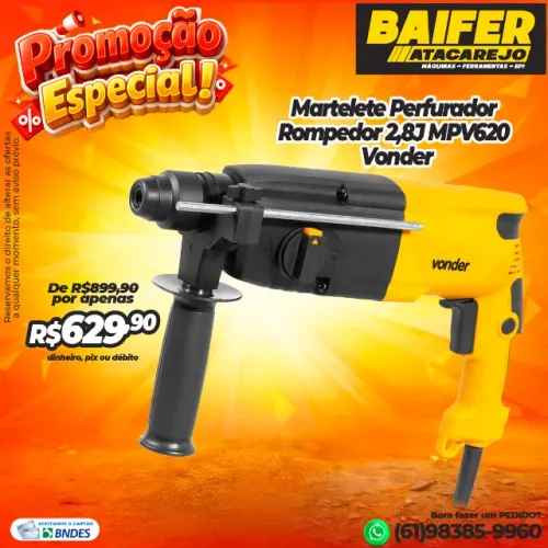 Martelete Perfurador Rompedor 2,8J MPV620 Vonder