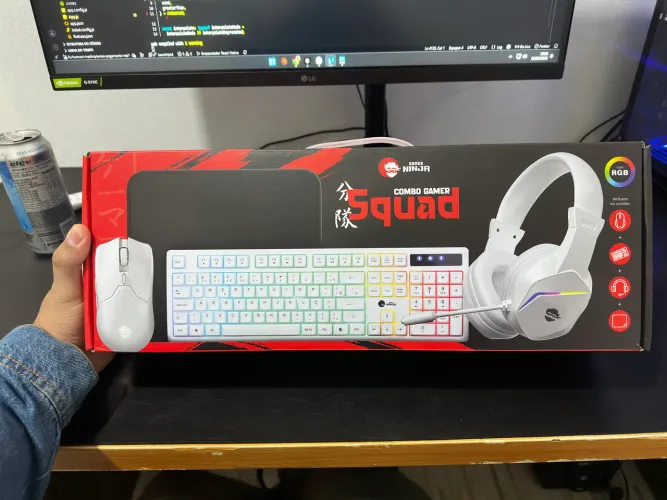 Combo Gamer 4 em 1 Branco com Headset, Teclado, Mouse e Mousepad