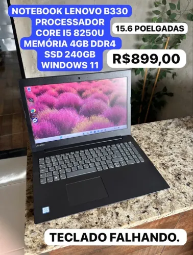 NOTEBOOK LENOVO B330 PROCESSADOR CORE 15 8250U MEMÓRIA 4GB DDR4 SSD 240GB WINDOWS 11