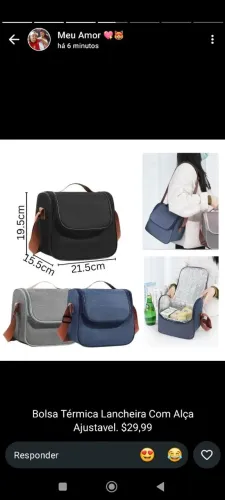 Bolsa térmica lancheira com alça