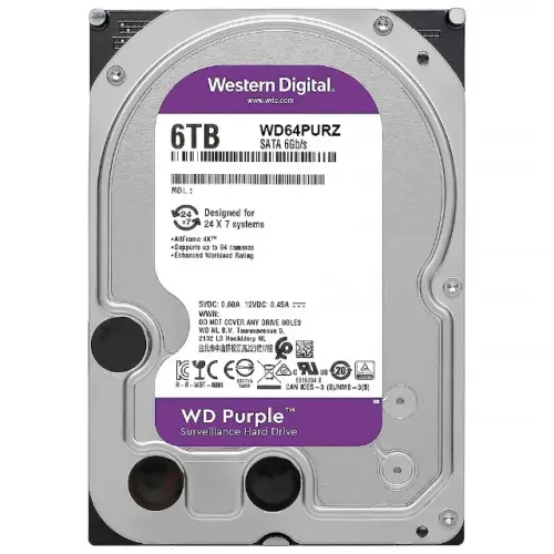 HD 6TB Wester Digital Purple WD64PURX Sata III - Novo c/ 1 ano de garantia - Nexo Store