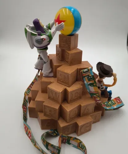 Balde de pipoca Disney Toy Story Light Up Holiday Blocks novo, luzes funcionam