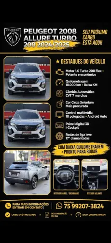 Peugeot 2008 Allure 1.0 Turbo Flex 5P Aut. 2025