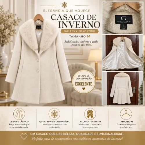 Casaco de Inverno Gallery New York Feminino Tamanho M