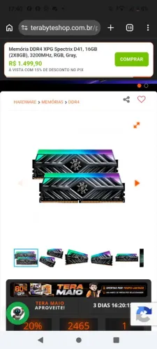 Memória ram 16gb 3200mhz xpg