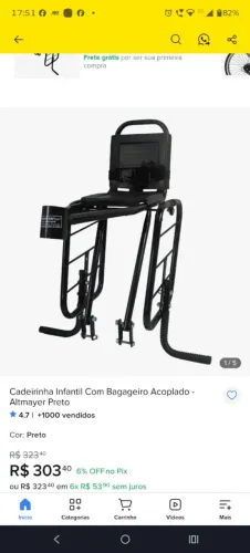 Cadeirinha infantil bicicleta *