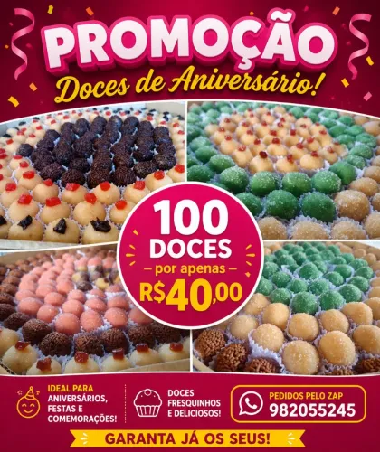 Doces de aniversário contato pelo zap *