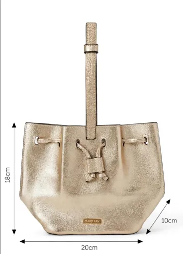 ? MARY KAY ORIGINAL - NOVA ? Bolsa de Mão Mini Bucket Dourada 20x18x10cm